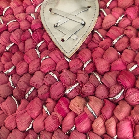 Straw Solutions pink drawstring beach bag / handbag GREAT SUMMER BAG NWT - Picture 9 of 14